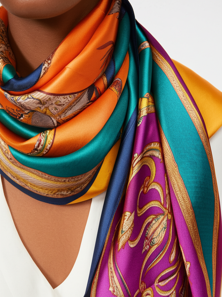 Mulberry-Silk Scarf – Lakshmi on model