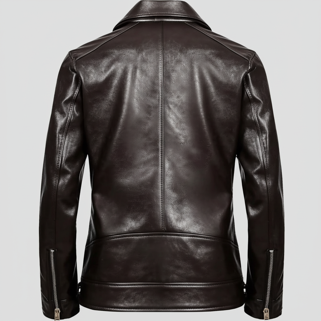 Sudarshan Embroidered Lamb-Skin Moto Jacket back view